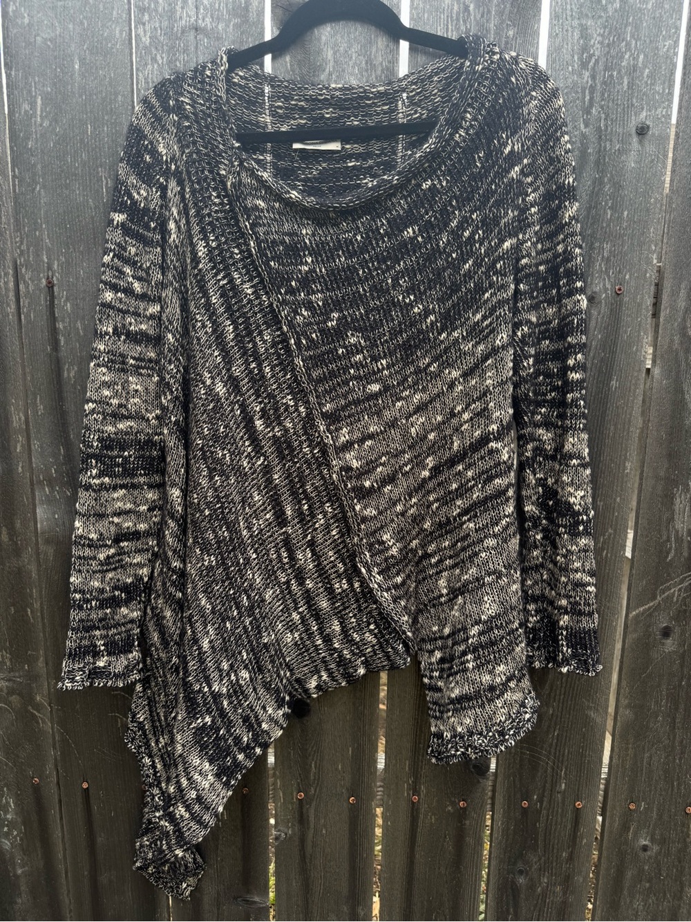 Georgina Estefania Marled Black & Cream Asymmetrical Knit Sweater